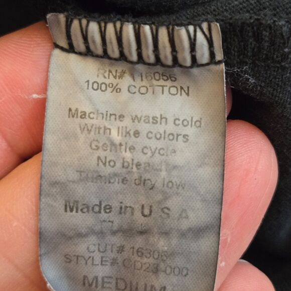 Jess & Jane Black Acid Wash Patch Pockets Tunic Top Size M Asian Print Lagenlook - Picture 11 of 11